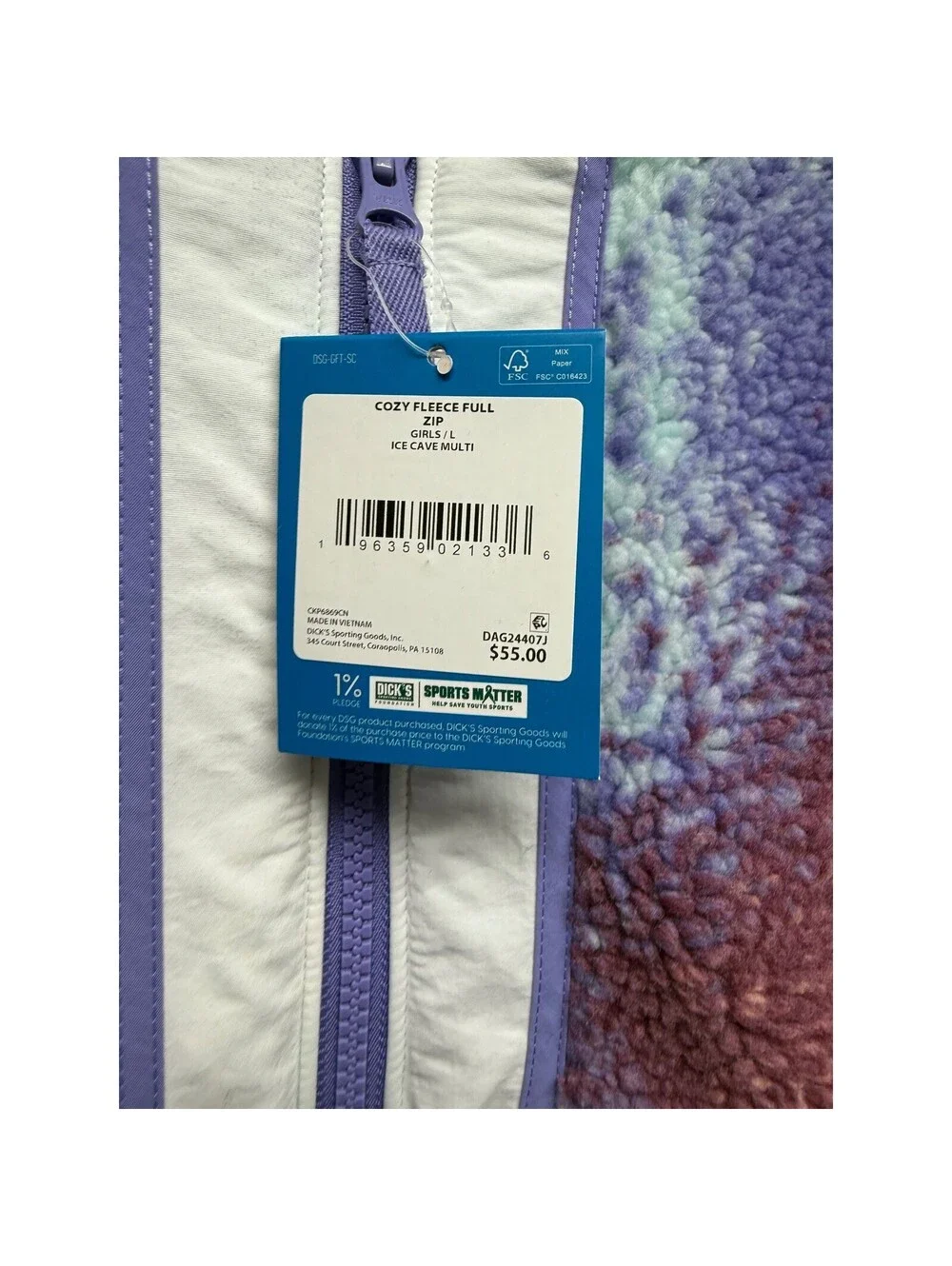 DSG Girls Cozy Fleece Full Zip Jacket Size L (14) Ice Cave Multi - Picture 2 of 4